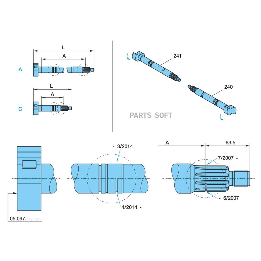 Вал BPW / SN420 _ ?42-?38 _ L-641mm _ 10-шлицов _ Z-правый / Oe =05.097.05.24.3