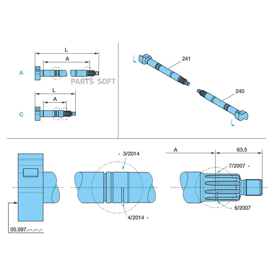 $ Вал торм. SN420 SM A=577,5 L=_698