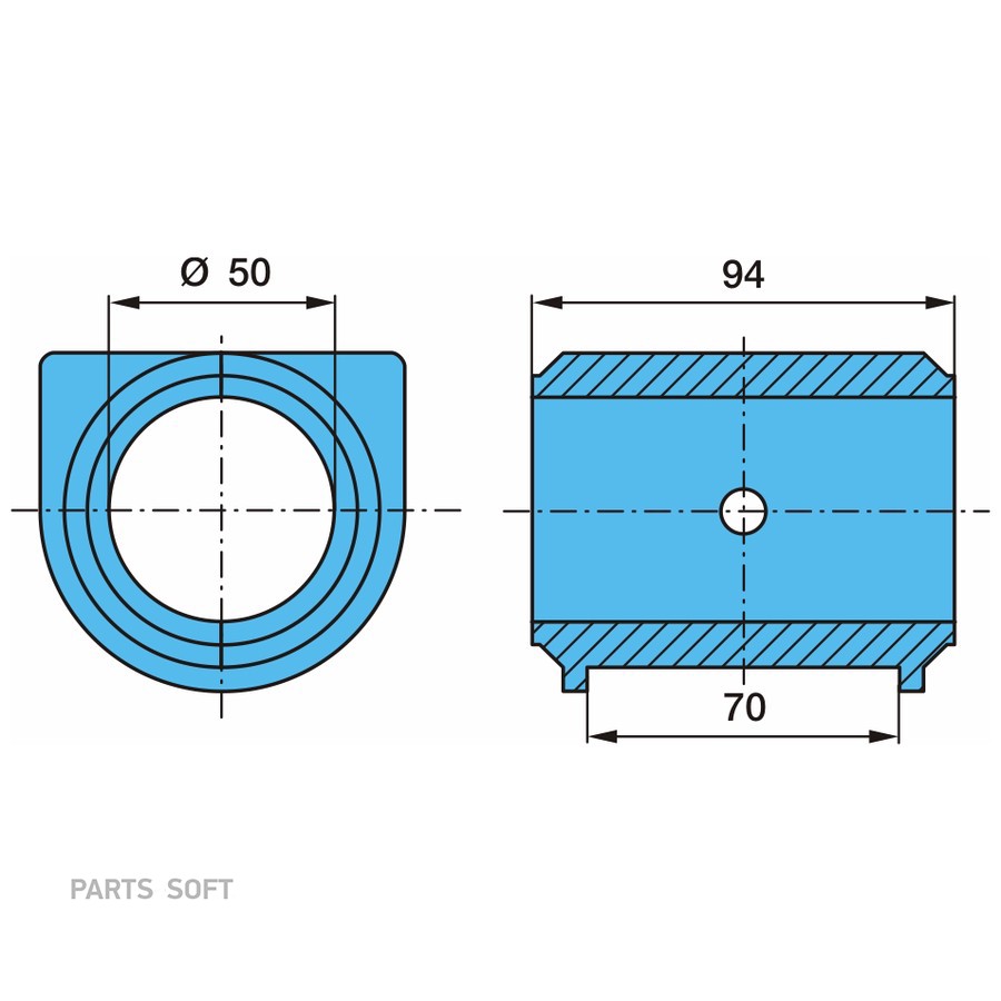 Втулка BPW / стабилизатора _ ?50-?70-94L _ 1шт - комплект / Oe 0580150350