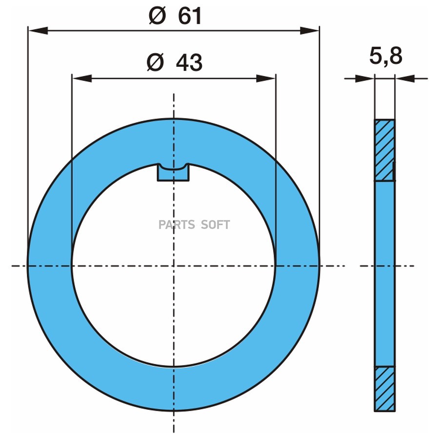 Кольцо для ECO системы 8т. 43х61х5.8 / BPW