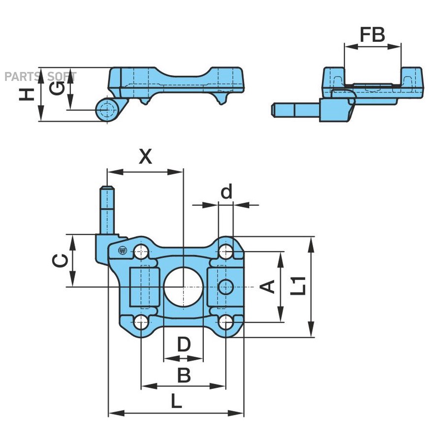 $ Кронштейн амортизатора с пальцем лев. F120